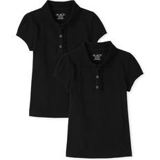 The Children's Place Black Tops The Children's Place Girl's Uniform Ruffle Pique Polo 2-pack - Black