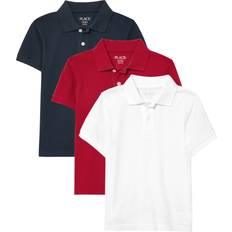 3XL Polo Shirts The Children's Place The Children's Place Boys Short Sleeve Pique Polo,Classic Red/Nautico/White Pack,M 7/8