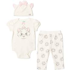 Disney 18-24M Children's Clothing Disney Disney Classics Marie Newborn Baby Girls Bodysuit Pants and Hat Piece Outfit Set White Newborn