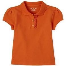 M Polo Shirts The Children's Place The Children's Place Girls' Uniform Ruffle Pique Polo Flame XL14 plus