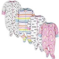 Girls Pajamases Children's Clothing Onesies Baby Girl Sleep 'n Play Footed Pajamas 4-Pack - Unicorn & Rainbows