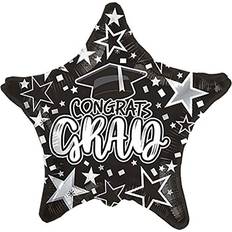 Black Animal & Character Balloons PMU Graduation Congrats Grad Star Black 18 Inch Mylar Balloon Pkg/1