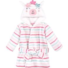 Bath Robes Hudson Baby Unisex Baby Plush Animal Face Bathrobe, Flower Llama, 0-9 Months