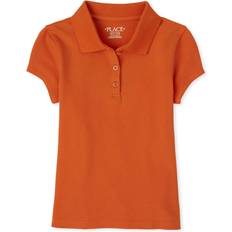 XL Polo Shirts The Children's Place Girl's Short Sleeve Pique Polo Shirt Flame - XX-Large