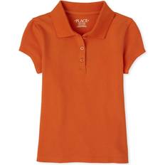 Orange Polo Shirts The Children's Place The Children's Place Girl's Short Sleeve Pique Polo, Flame