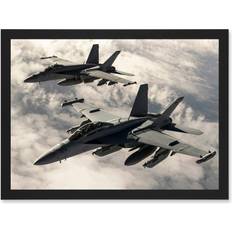 ARTERY8 Military US Airforce F-18 Hornet Jet Fighters Photo Print A4 Framed Art