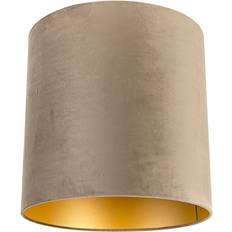 QAZQA Lamp Parts QAZQA Velvet Lampshade Taupe 40/40/40 with Gold Interior Shade