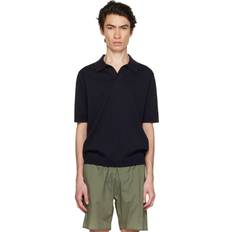 Linen Polo Shirts Norse Projects Leif Cotton Linen Polo Dark Navy, Male, Apparels, Knitwear, Black