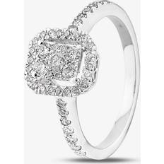 Women Rings T.H.Baker 9ct White Gold 0.49ct Diamond Baguette Halo Cluster Ring THR15209-50