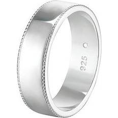 Men - Silver Rings The Love Silver Collection Sterling Silver Milgrain Edge 6mm Court Wedding Band Ring, Silver, M, Men Ilver