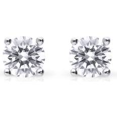 Diamonfire Silver Zirconia 4mm Four Claw Solitaire Stud Earrings