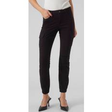 Bekleidung Vero Moda Damen VMIVY MR Ankle Cargo Color NOOS Jeans, Black/Detail:Washed, XXL/32