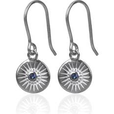 Elements Sapphire Crystal Round Silver Drop Earrings