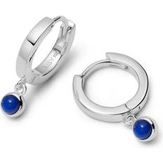 Gray - Silver Earrings Daisy Lapis Healing Huggie Hoop Earrings Sterling Silver 925 Sterling Silver