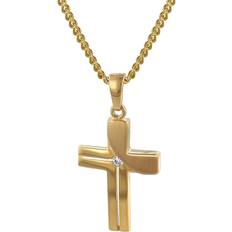 Kreuz kette Trendor trendor 35728 Kreuz-Anhänger Gold 333 mit goldplattierter Kette für Damen