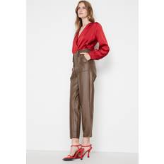 Mujer - Poliuretano Pantalones Trendyol Collection Damen Front Buttons Trousers Pants, Braun