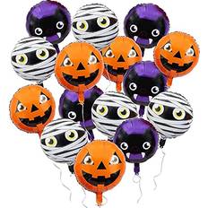 Halloween Animal & Character Balloons Halloween Foil Balloons, Pumpkin, Mummy, Bat 13 x 8 Inches, 15 Pack