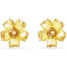 Swarovski Yellow Earrings Swarovski Florere stud earrings, Flower, Yellow, Gold-tone plated