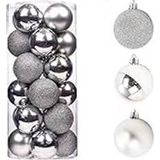 Silver Christmas Tree Ornaments Shatchi 50 mm/9 silberfarben, Kugel Weihnachtsbaumschmuck