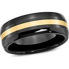 Unisex Rings Men's Black Ceramic Wedding Band Ring 8mm with 14K Yellow Gold Inlay