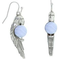 1928 Jewelry 1928 Jewelry Women's Pewter Parrot Blue Lace Agat Earring, Blue, One