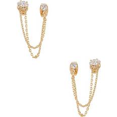 Ettika Draped Chain Double Piercing Earrings in 18K Gold Plate