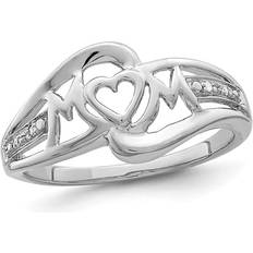 Rings Sterling Silver Rhodium Plated MOM Heart Ring