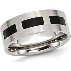 Men - Stainless Steel Rings Men's 8mm Stainless Steel Comfort Fit Wedding Band Ring with Black Accent