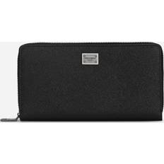 Wallets & Key Holders Dolce & Gabbana Calfskin Zip-around Wallet With Branded Plate - Man Wallets Small Black Leather