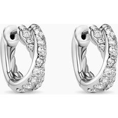 David Yurman White Gold Earrings David Yurman Women's Pavé Crossover Hoop Earrings In 18K White Gold With Diamonds White Gold