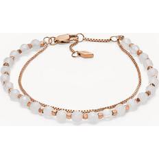 Fossil Bracelets Fossil All Stacked Up Rose Quartz Chain Beaded Bracelet JF04444791 JF04444791