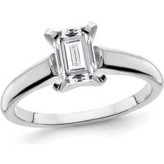 1.50 Carat ctw Color G-H-I Synthetic Emerald-Cut Moissanite Solitaire Engagement Ring in 14K White Gold