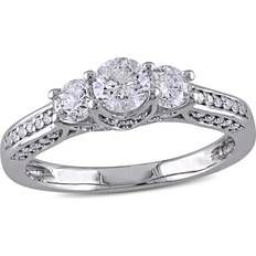 Gray Jewelry Three Stone Diamond Engagement Ring 1.0 Carat ctw G-H, I2-I3 in 14K White Gold