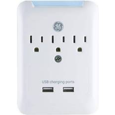 Travel Adapters GE Pro 3-Outlet 2-USB Charging Station Surge Protector White 33646