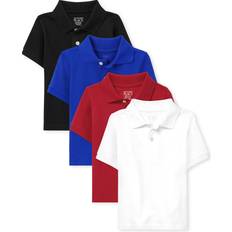 18-24M Polo Shirts The Children's Place The Children's Place Baby Toddler Boys Short Sleeve Pique Polo, Classic Red/Nautico/White/Quench Blue Pack, 3T