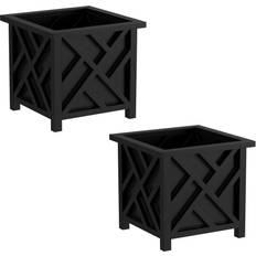 Pure Garden 14.75 Lattice Black Planter Box 2-Pack