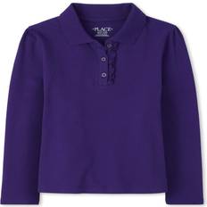 Girls - Purple Polo Shirts The Children's Place The Children's Place Girls' Uniform Long Sleeve Ruffle Pique Polo Regal Violet