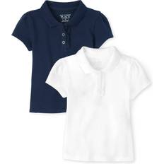 The Children's Place The Children's Place Baby Girls and Toddler Girls Short Sleeve Ruffle Pique Polo, Tidal/White, 2T