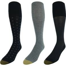 Goldtoe Men's Dress Over-The-Calf Socks, 3-Pairs, Black/Charcoal