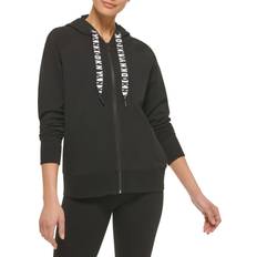 DKNY Bekleidung DKNY Damen Kordelzug und Reißverschluss Kapuzenpullover, Schwarz