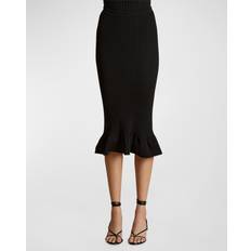 Midi Skirts - Polyurethane Khaite Sapphi ribbed-knit wool-blend midi skirt black