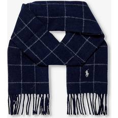 Polo Ralph Lauren Men Scarfs Polo Ralph Lauren Mens Hunter Navy Logo-embellished Recycled-wool-blend Scarf