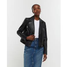 River Island Womens Black Faux Leather Jacket Black