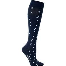 Support Socks with Flowers - Navy