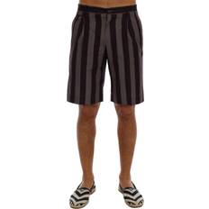 Dolce & Gabbana Gray Shorts Dolce & Gabbana Gray Purple Striped Cotton Men's Shorts