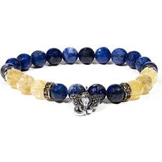Lapis Smykker Kristallpunkten Armband Lapislazuli/Rutilquarz mit Ganesha 0.8