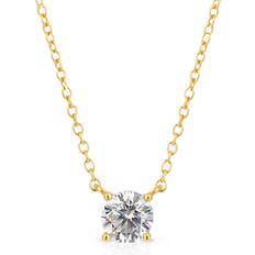 Diamonfire Gold Plated Zirconia Four Claw Solitaire Necklace