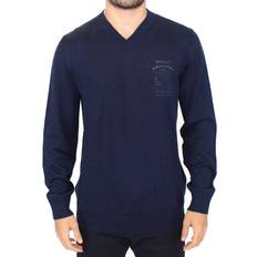 Ermanno Scervino Blue Wool Blend V-neck Pullover Sweater IT52