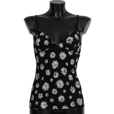 Dolce & Gabbana Vestidos Dolce & Gabbana Black Daisy Print Dress Lingerie Chemisole IT2