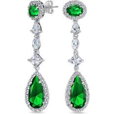 Brown Charms & Pendants Bling Jewelry Art Deco Wedding Simulated Royal Green Emerald Aaa Cubic Zirconia Halo Pear Solitaire Teardrop Cz Statement Dangle Chandelier Earri Light green